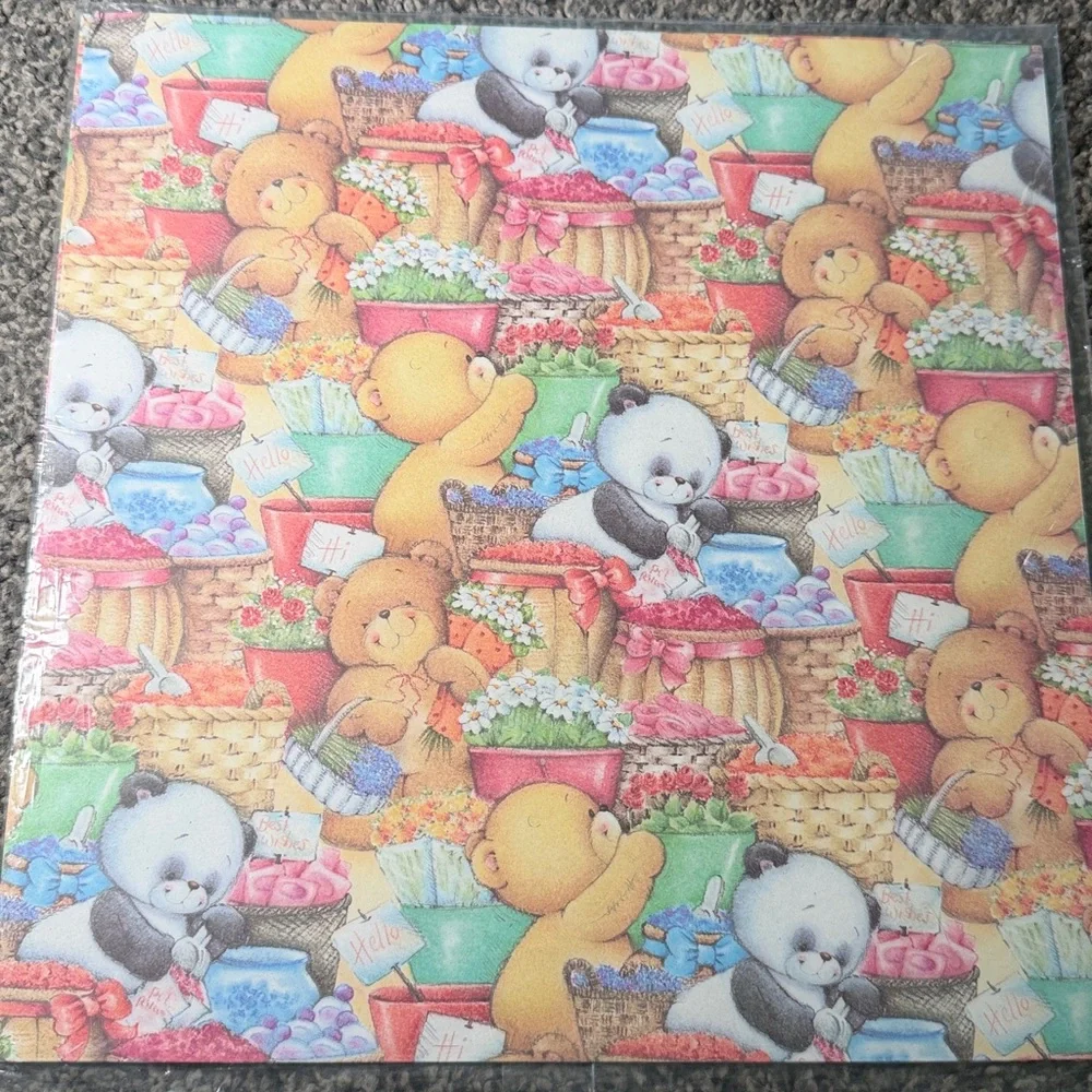 5/$25 VINTAGE Wrapping Paper Teddy Bears @ the Market